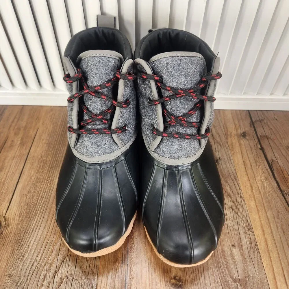 Skechers Pond Lil Puddles Womens Size 7 Black Gray Ankle Rain Duck Boots 44376